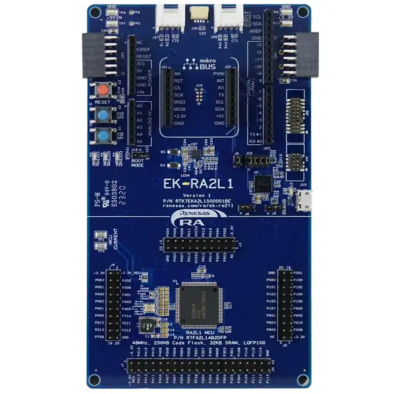 A picture of the RA2L1 Evaluation Kit board