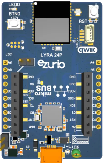 A picture of the Lyra 24 P20 DVK board