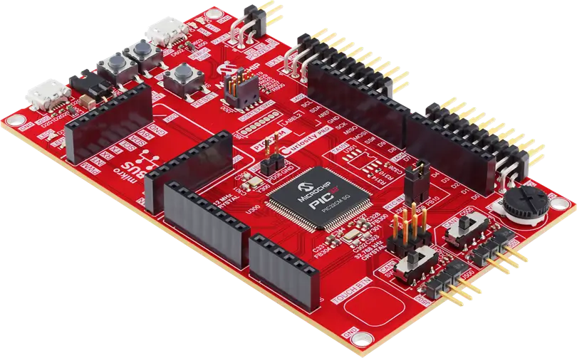 A picture of the PIC32CM GC00 Curiosity Pro board