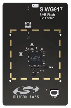 A picture of the SiWx917 Wi-Fi 6 and Bluetooth LE SoC 8 MB Flash Radio Board (SiWx91x-RB4338A) board